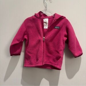 Patagonia - Pink Fleece Hoodie Zipper Jacket Size 12 Months Kids